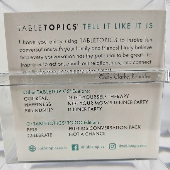 TABLETOPICS TELL IT LIKE IT IS QUESTIONS CARDS IN CLEAR HOLDER - Picture 2 of 5